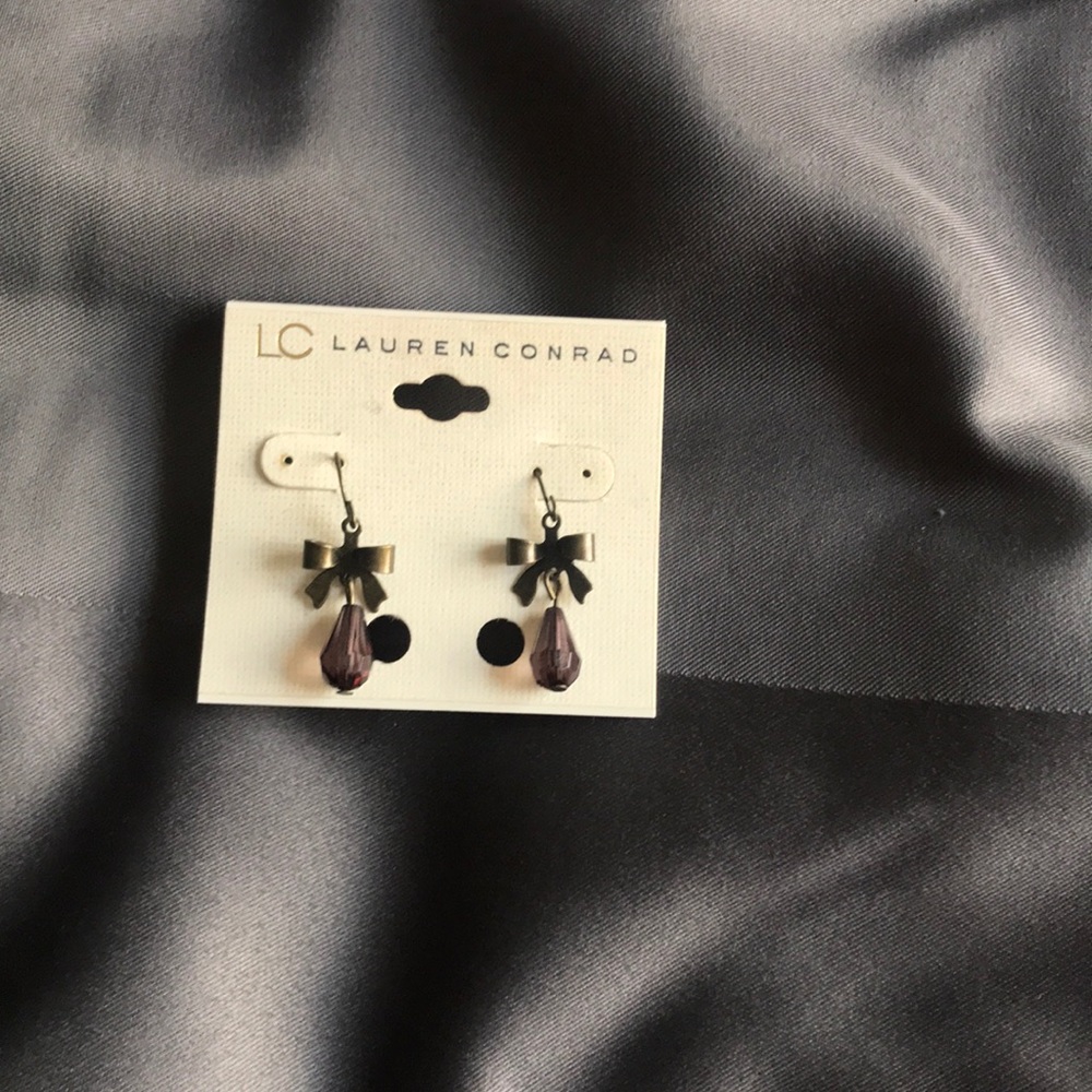 Lauren Conrad Bow tie rustic earrings